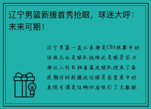 辽宁男篮新援首秀抢眼，球迷大呼：未来可期！